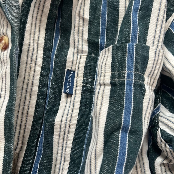 Vintage Hunt Club western button up collarless striped shirt size large - Picture 3 of 5
